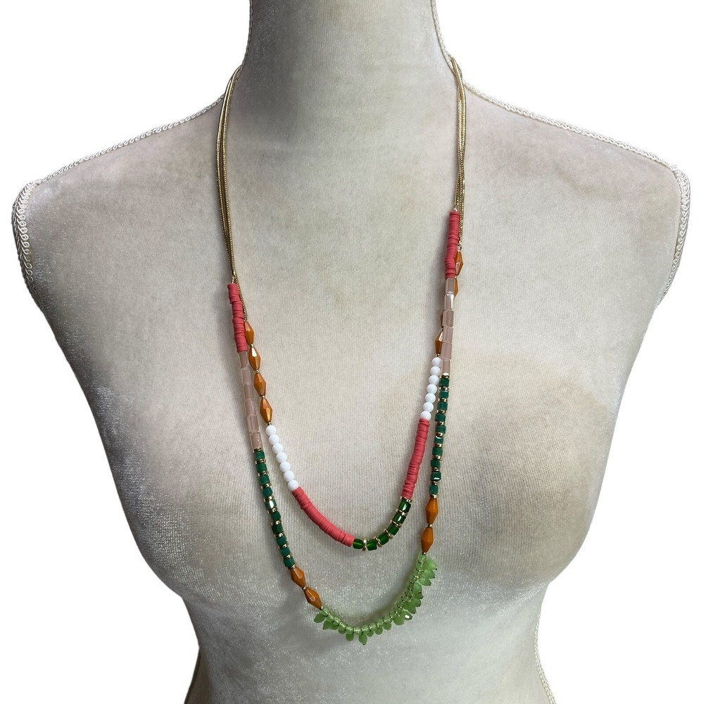 New INC Gold-Tone Multi-Bead Double Row Necklace 18" with 3" extender MSRP $39